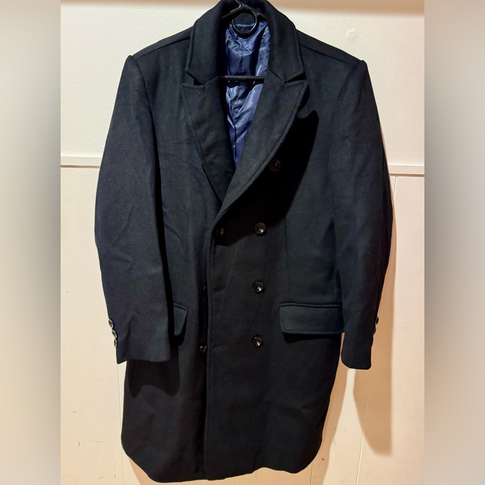 Men's Black Double-Breasted Coat
